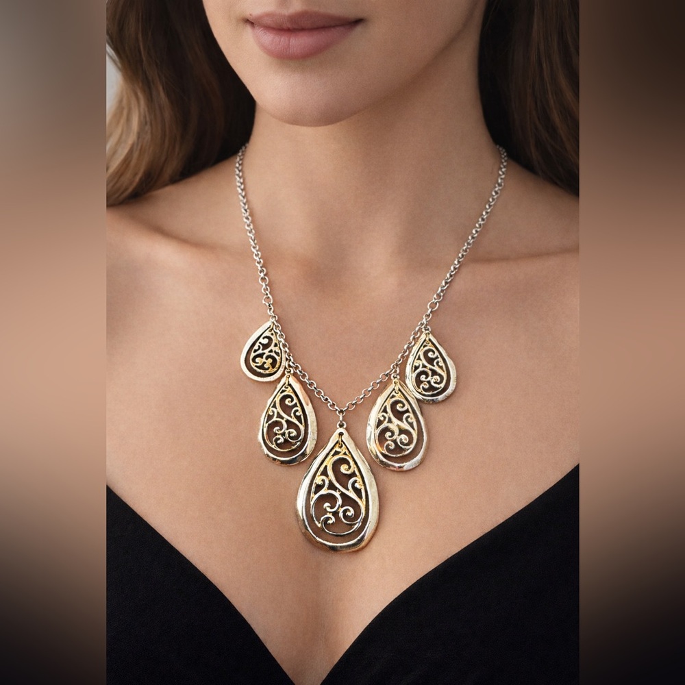 31. Silver and Gold together. Necklace nickel free Scroll by Dillards